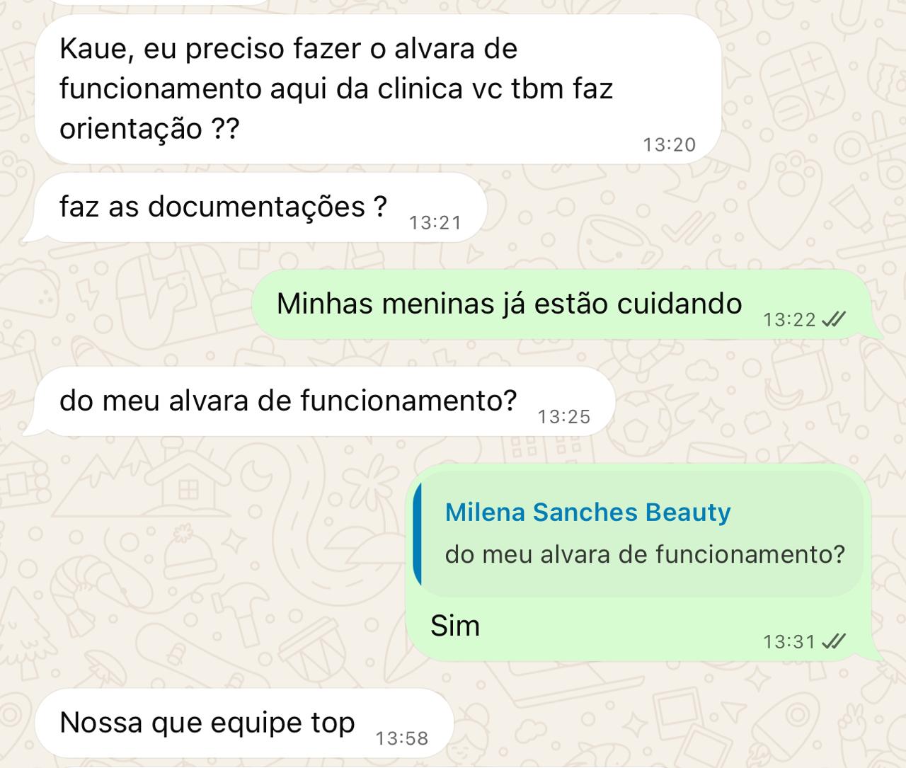 Print de conversa de WhatsApp sobre um processo de viabilidade aprovado